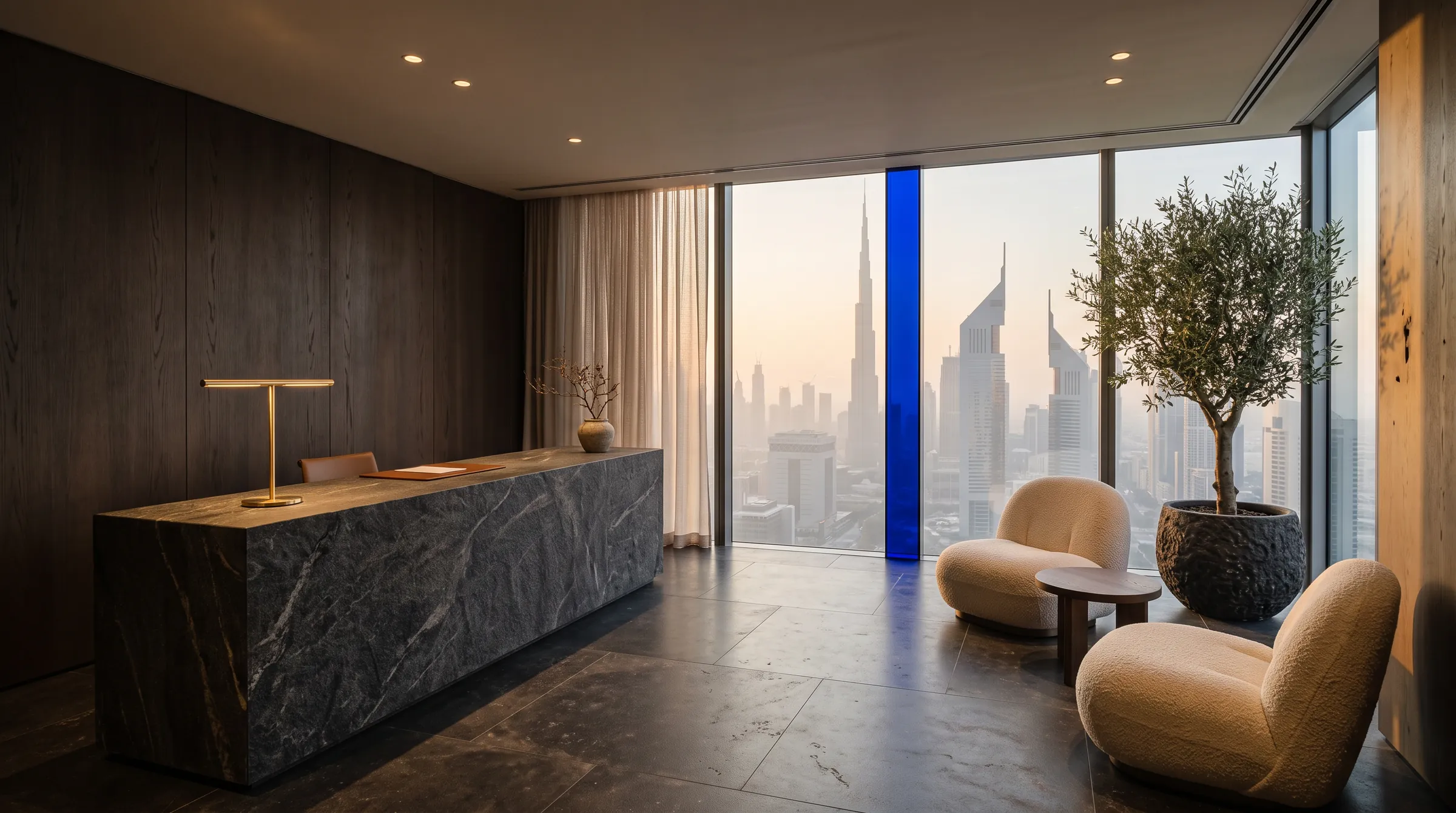 The Smalț reception in Dubai, with a view of the city