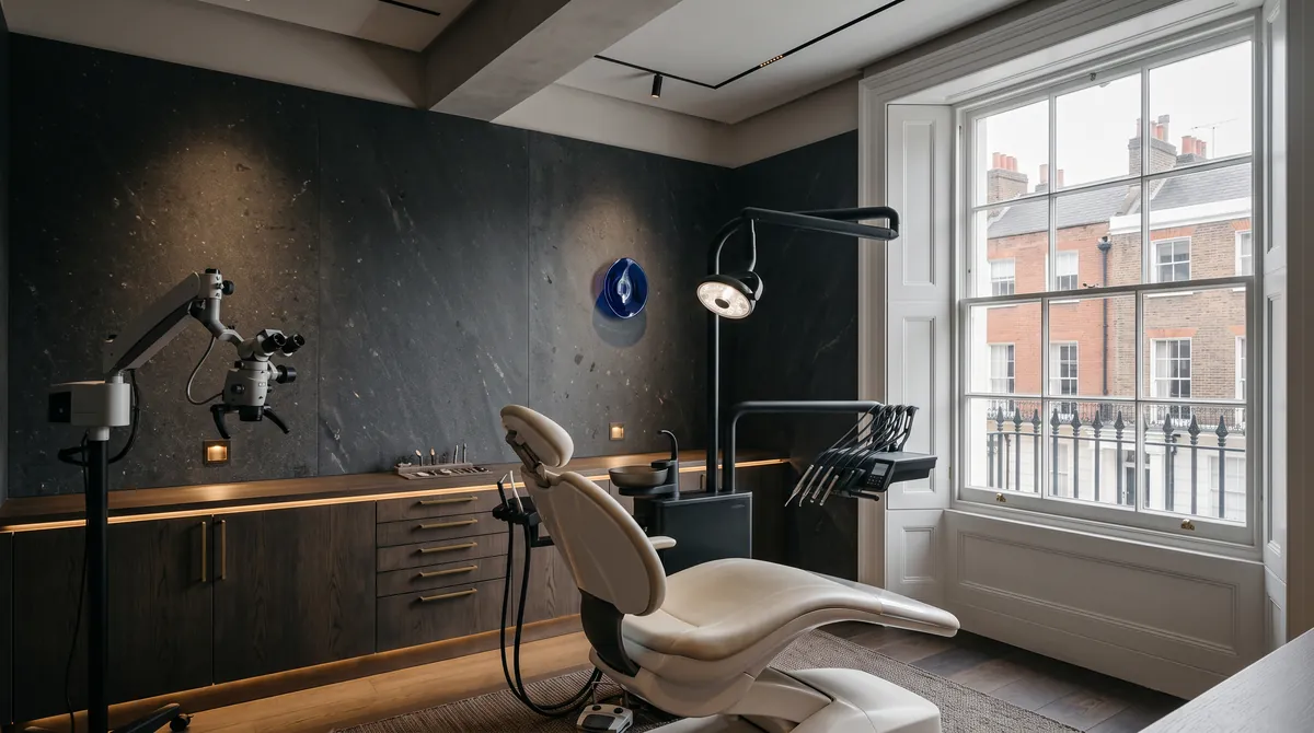 The Smalț treatment room in London, Georgian windows onto Marylebone