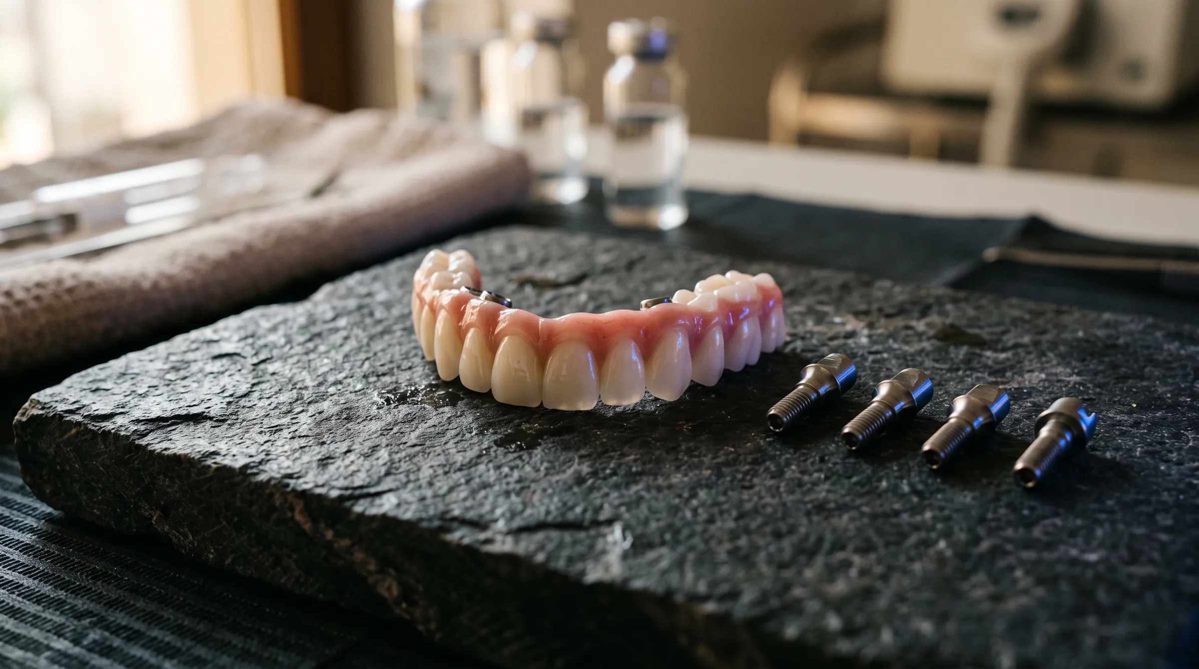 A full-arch fixed bridge on implants